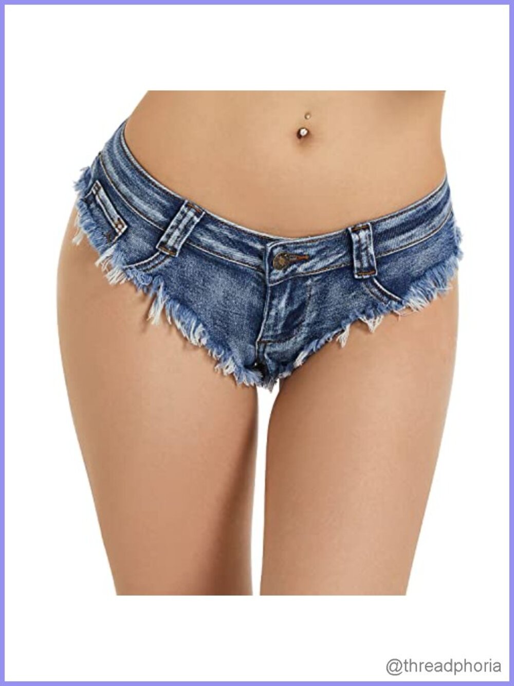 Low Rise Mini Denim Shorts Stretchy Raw Hem Summer Club